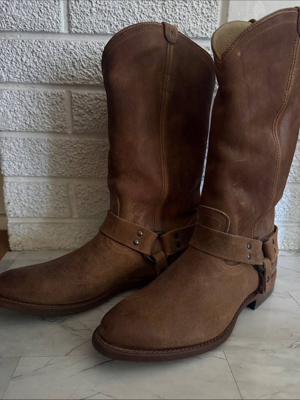 FRYE Brown Women’s Leather Harness Boots